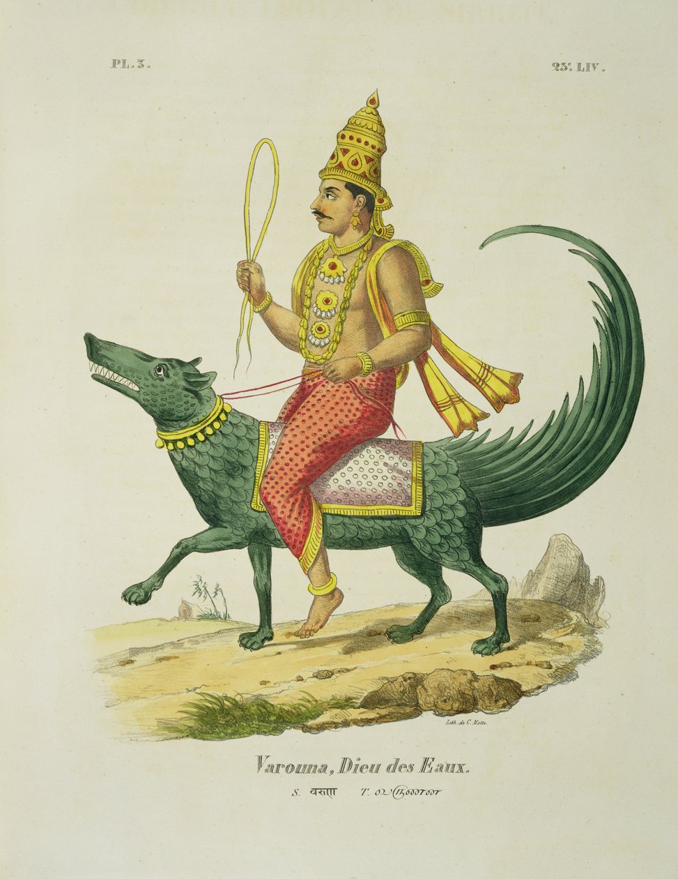 Varuna, bůh oceánů, vyrytý Charles Etienne Pierre Motte (1785-1836) od Louis Thomas Bardel