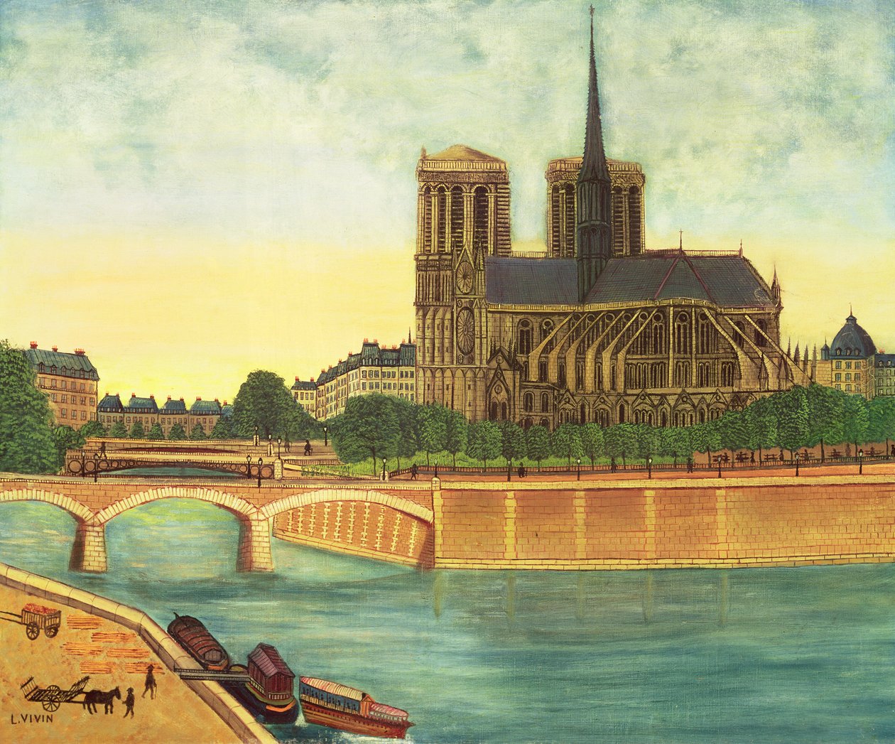 Notre-Dame (pohled na apsidu) kolem roku 1933 od Louis Vivin