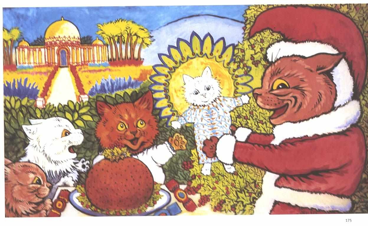 Katzenweihnacht Deutsch: Kočičí Vánoce od Louis Wain