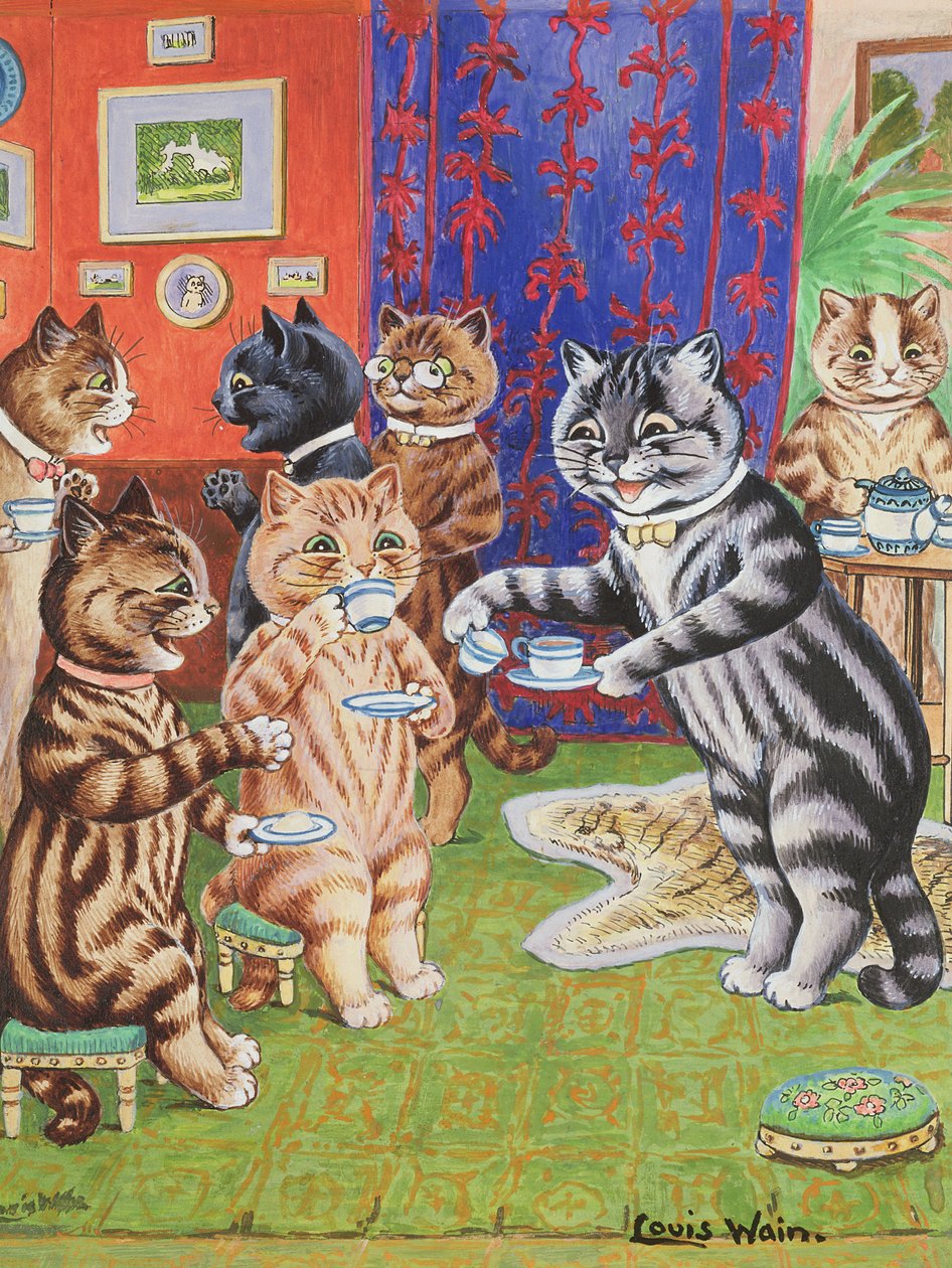 Kočičí čajový dýchánek od Louis Wain