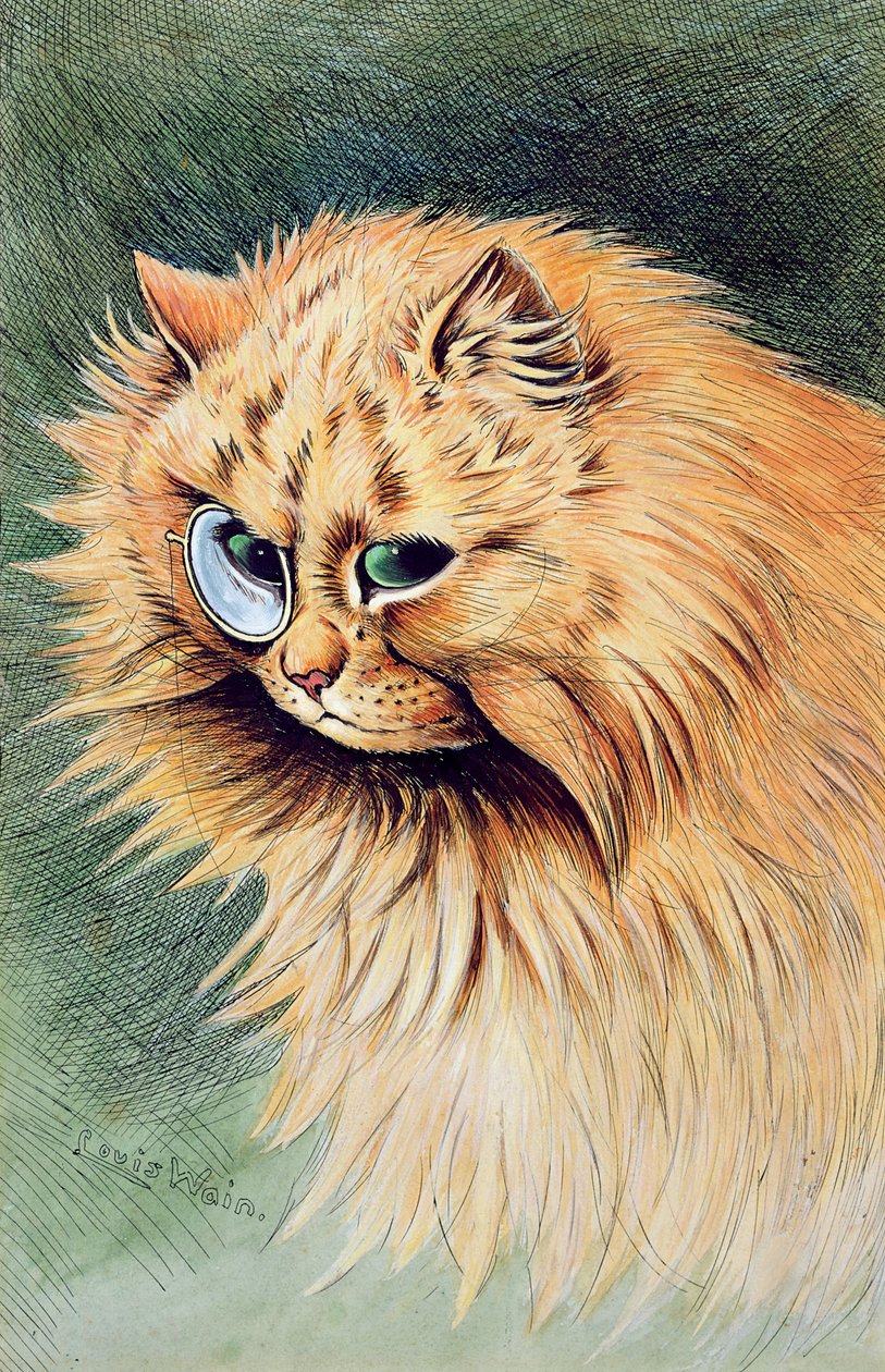 Monocle (pero, inkoust a wc na papíře) od Louis Wain