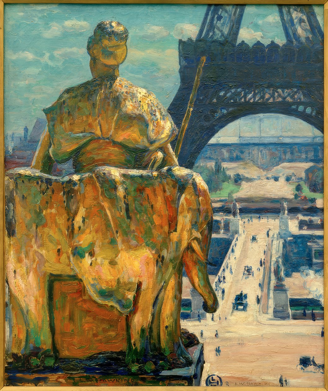 Eiffelova věž při pohledu z Trocadera od Louis Welden Hawkins