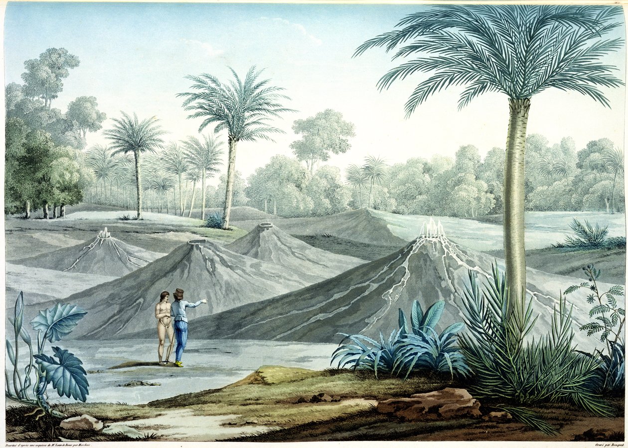 Sopky v oblasti Turbaco, z „Vues des Cordillieres et Monumens des Peuples Indigenes de l