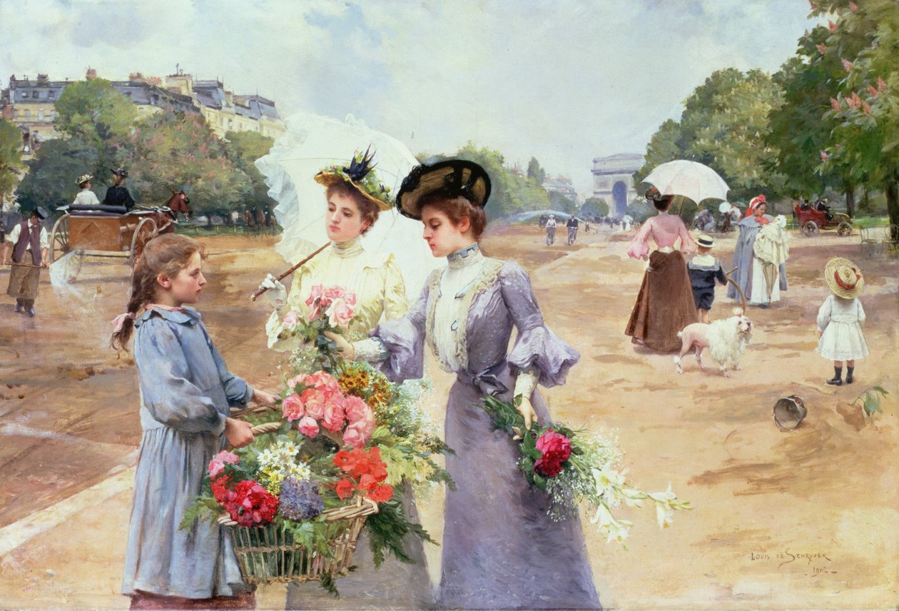 Jarní ráno, Avenue du Bois de Boulogne, 1902 od Louis de Schryver