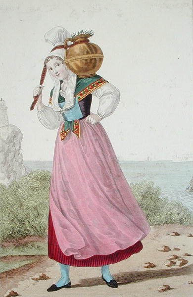 Dairymaid of Cherbourg region, c.1820 (colour litho) od Louis Marie (after) Lante