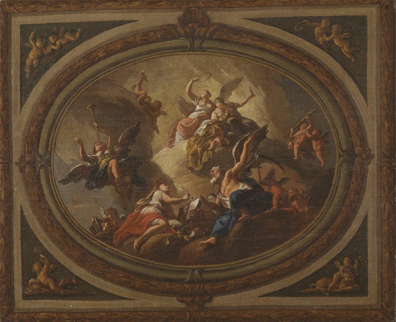 Skica pro oválný strop, cca 1705 (olej na plátně) od Louis (after) Laguerre