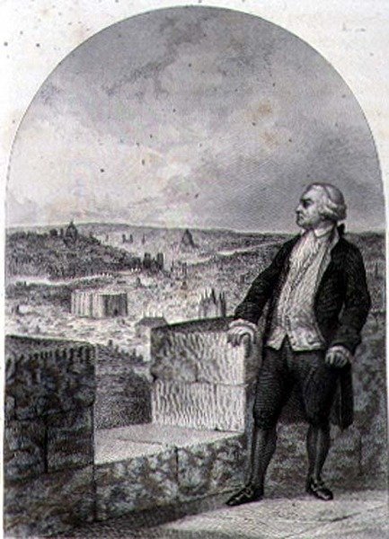 Honore Gabriel Riqueti, hrabě z Mirabeau (1749-91) na opevnění Paříže, rytina Philiberta Langloise (rytina) od Louis (after) Marckl