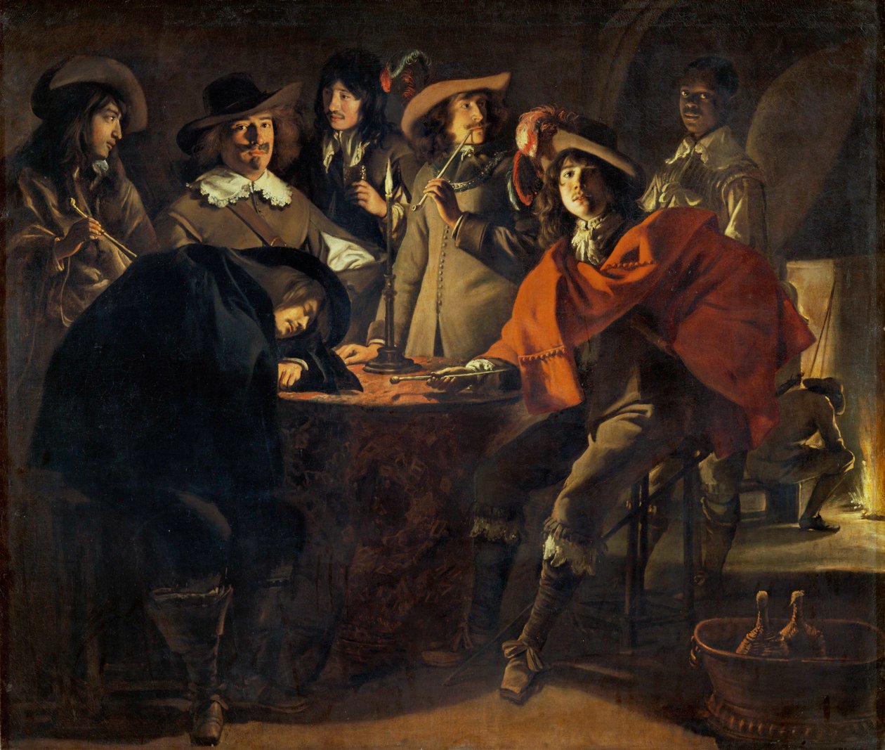 La tabagie, dit aussi le corps de garde - 1643 Rota kuřáků, také strážní... od Louis (attr. to) Le Nain