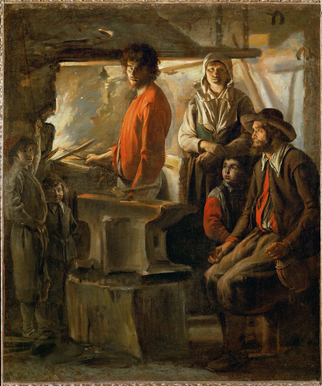 Kovárna nebo: Kovář v kovárně... od Louis (attr. to) Le Nain