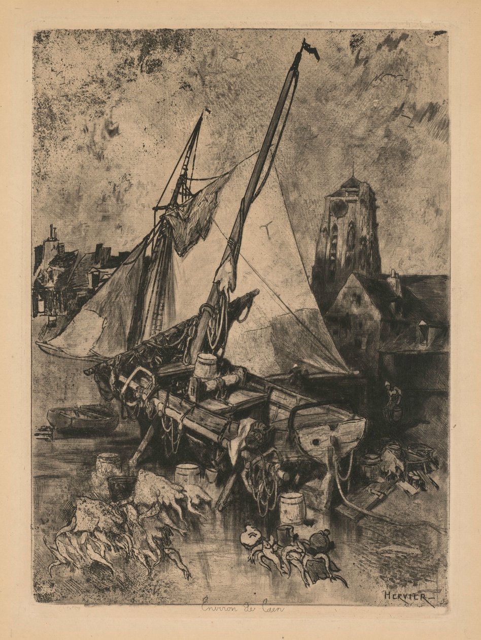 Rybářské lodě, Normandie Environ de Caen, c. 1862-1864. od Louis Adolphe Hervier