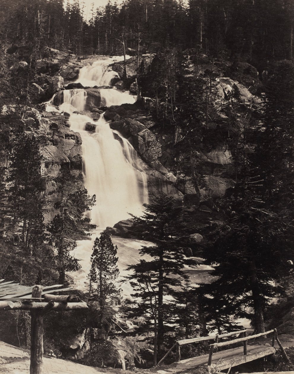 Velký horní vodopád, Vysoké Alpy, c. 1862. od Louis Alphonse Davanne