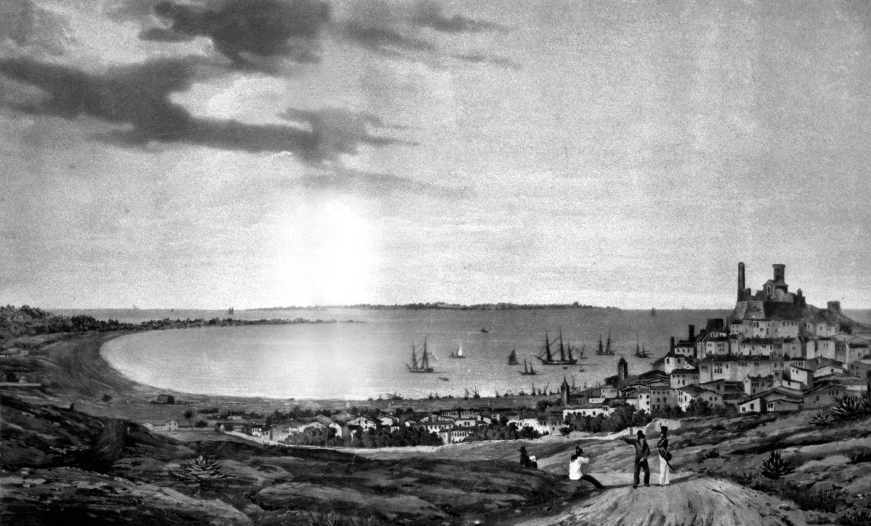 Cannes a ostrov Sainte Marguerite od Louis Ambroise (after) Garneray