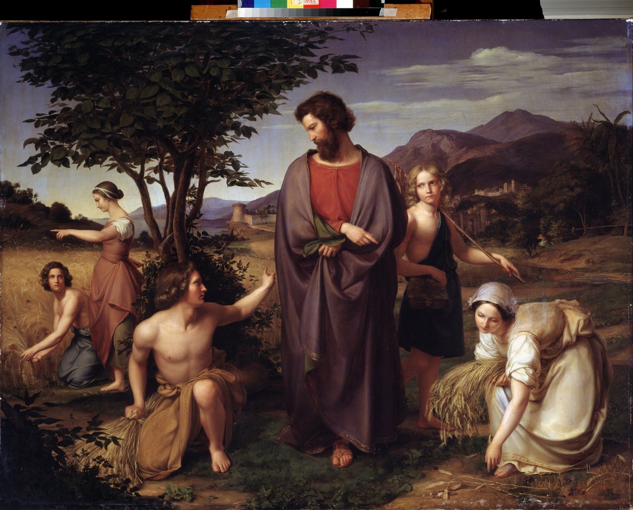 ""Ruth pracující na poli Boaz (Booz)"" (Ruth And Boaz) Obraz Louis Ammy Blanc (1810-1885) Puškinovo muzeum 19. století, Moskva od Louis Ammy Blanc
