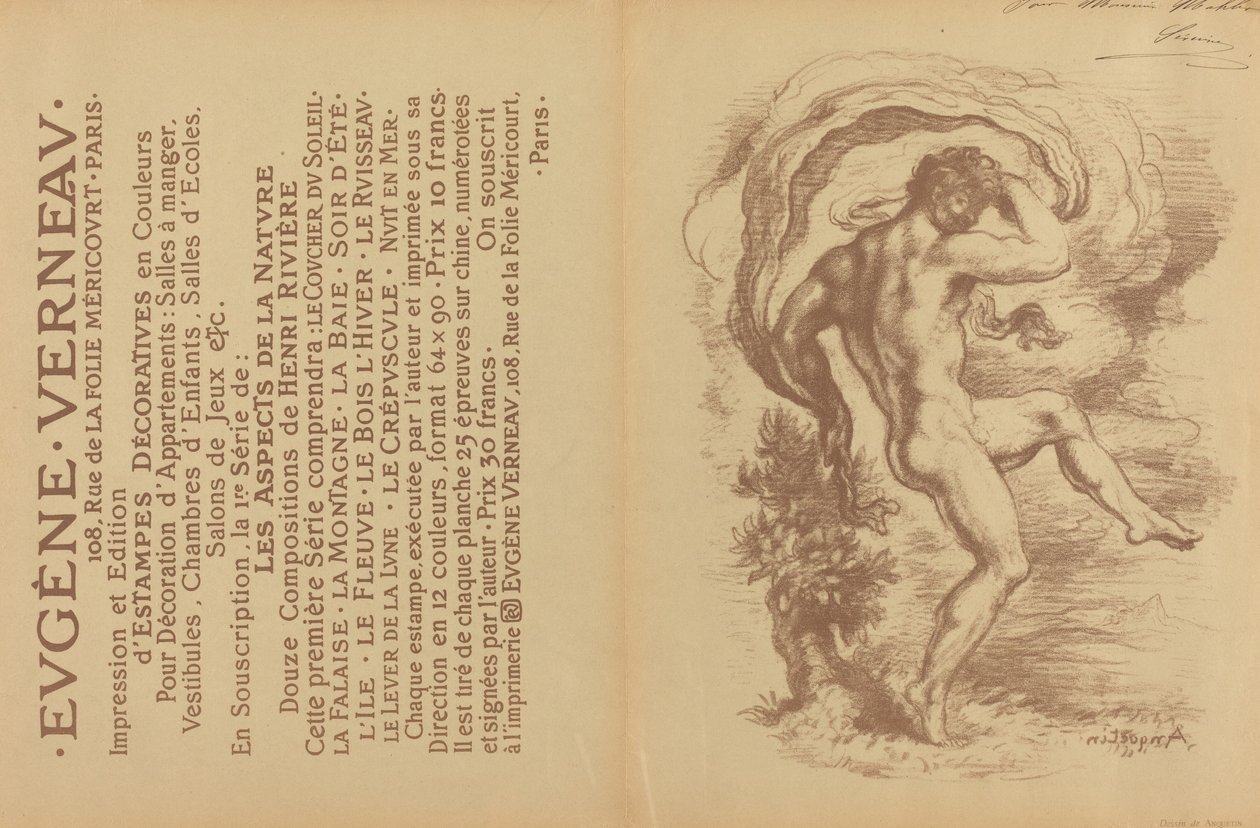 Tančící akt a reklama na dekorativní tisky Eugèna Verneaua [verso], 1897. od Louis Anquetin