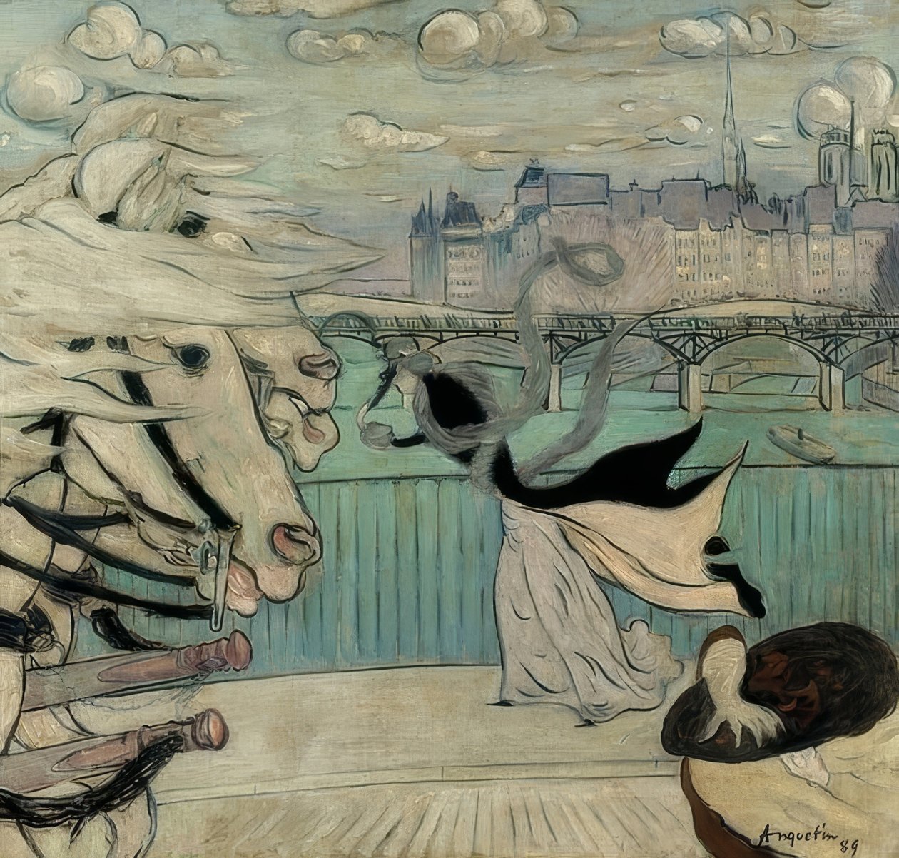 Poryv větru na mostě nad Seinou. 1889 od Louis Anquetin