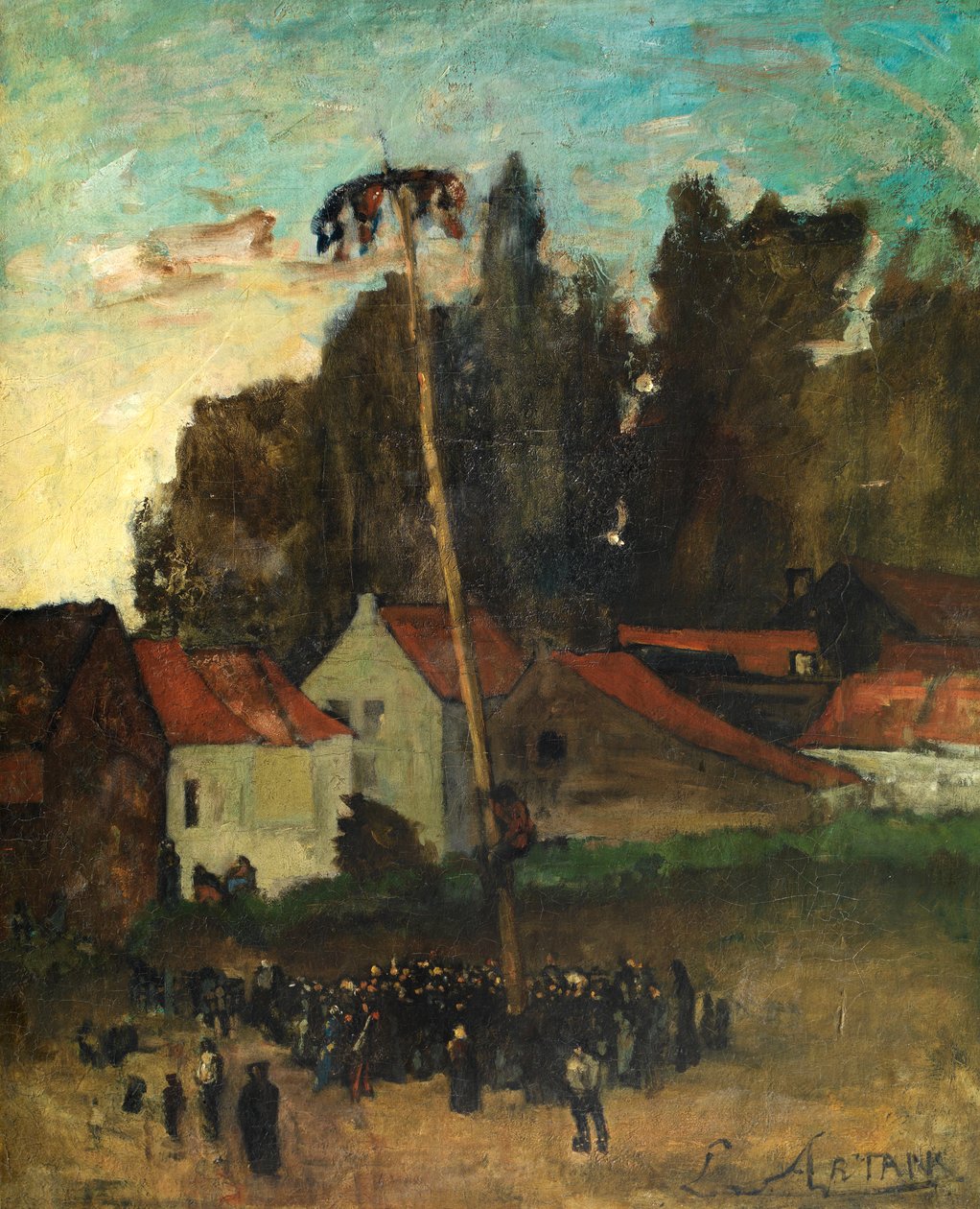 Lezení na pól (olej na plátně) od Louis Artan de Saint Martin
