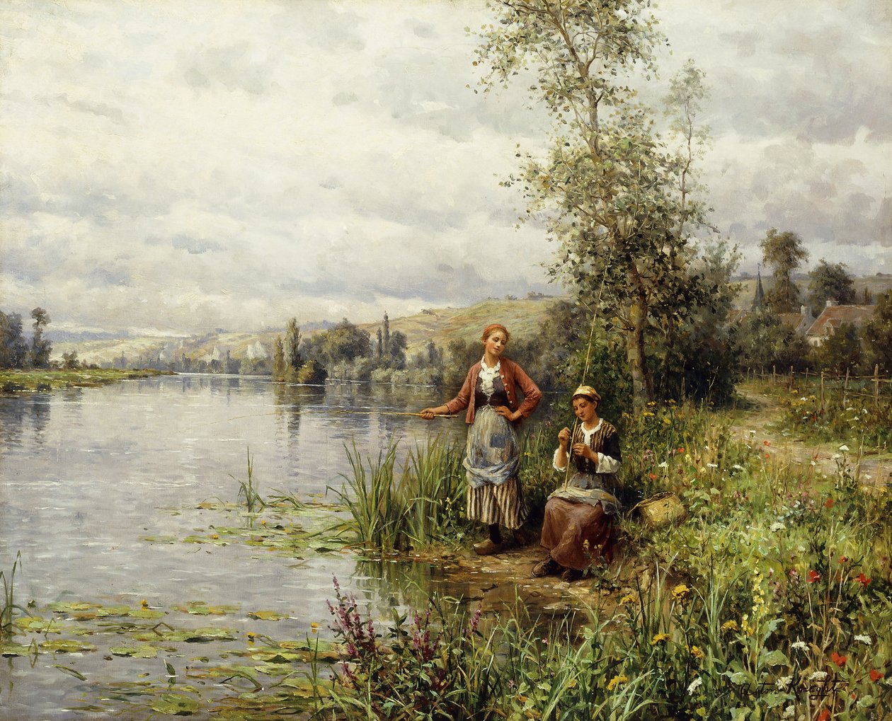Venkovské ženy rybaří v letním odpoledni od Louis Aston Knight