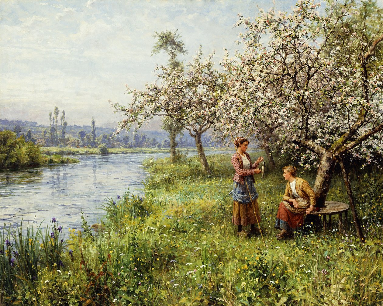 Venkovské ženy po rybaření v letním dni (olej na plátně) od Louis Aston and Daniel Ridgway Knight
