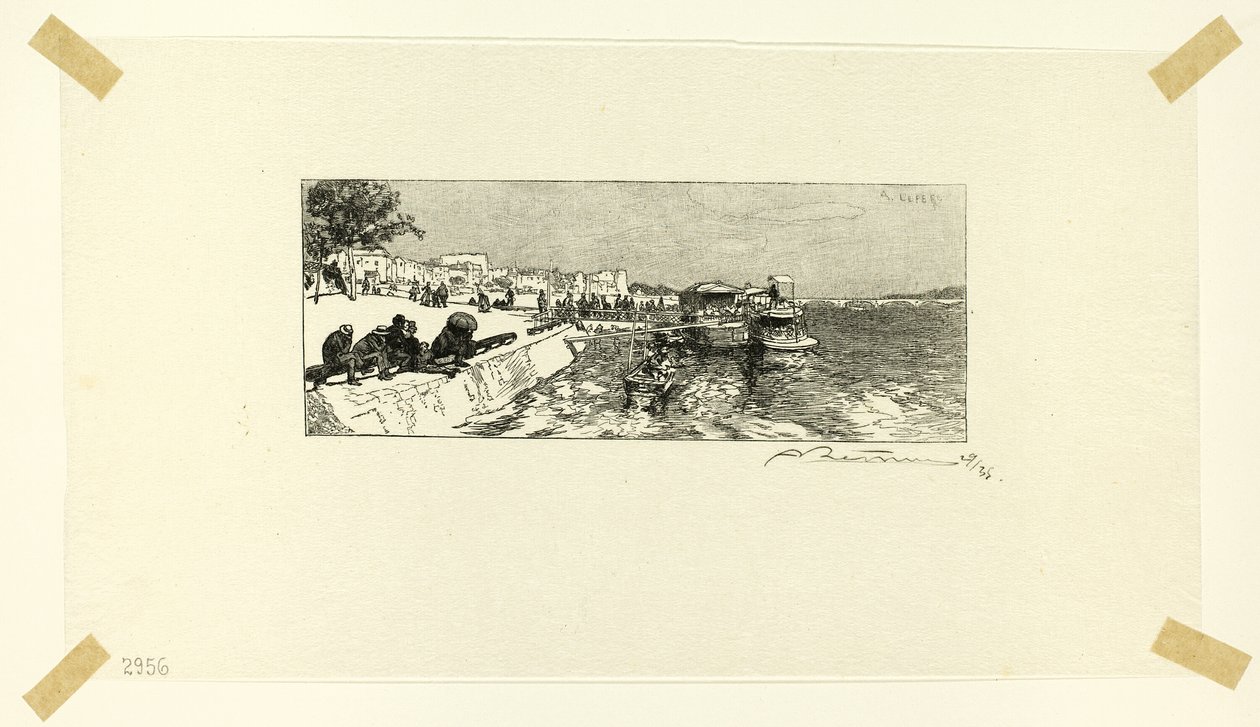 Nábřeží Bercy, druhý talíř z knihy Le Long de la Seine et des Boulevards od Louis Auguste Lepère