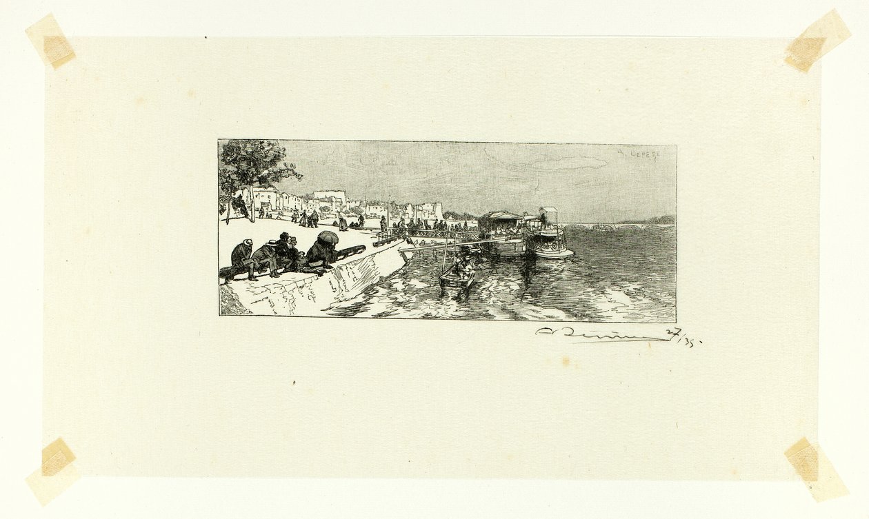 Nábřeží Bercy, druhý talíř z knihy Le Long de la Seine et des Boulevards od Louis Auguste Lepère