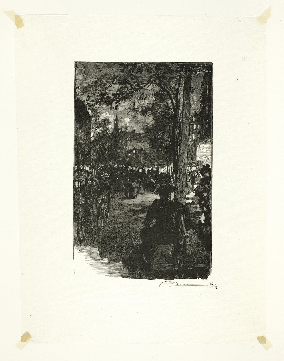 Boulevard Montmartre, Večer, patnáctá deska od Le Long de la Seine et des Boulevards od Louis Auguste Lepère
