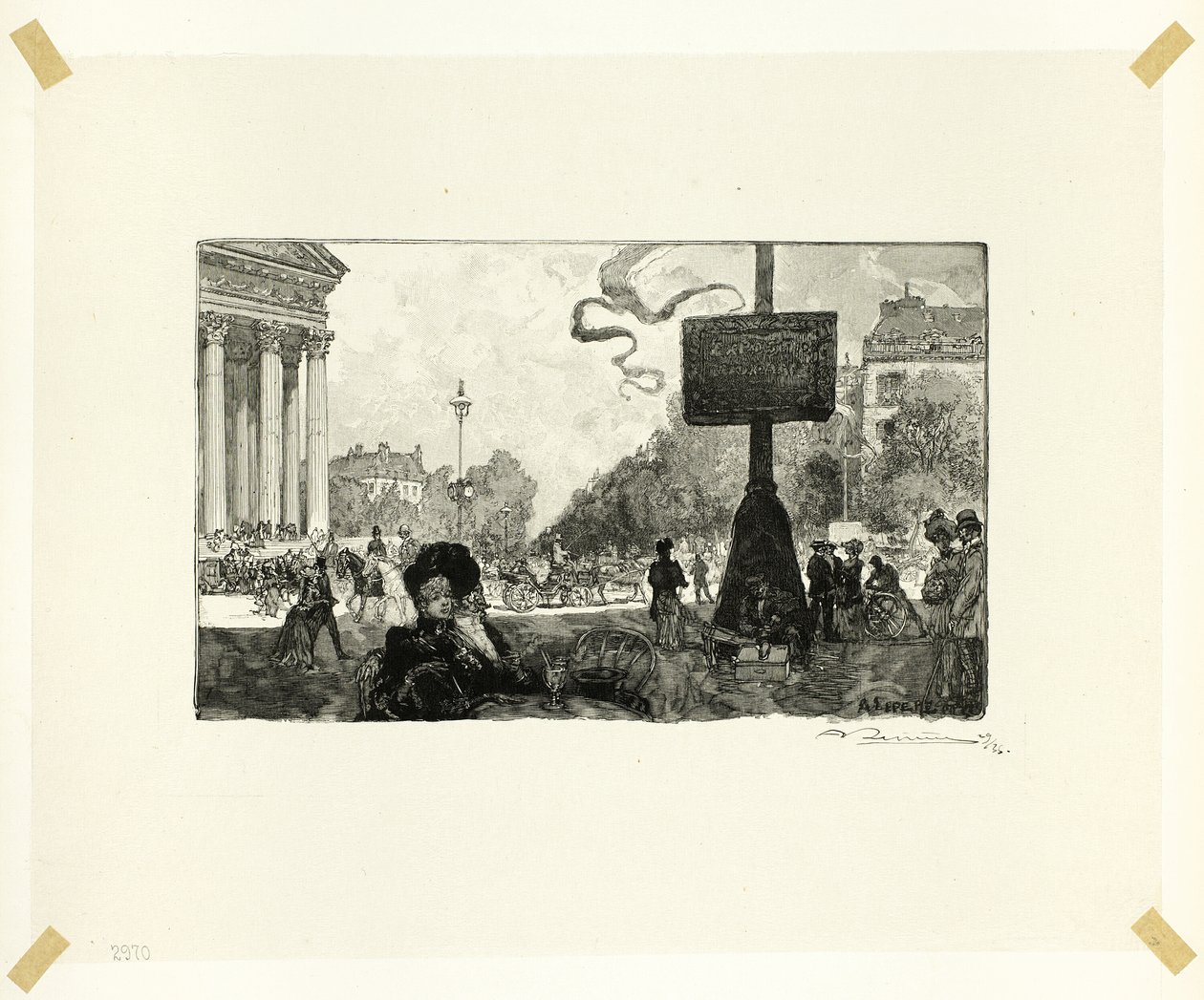 Roh Rue Royale, šestnáctá deska z knihy Le Long de la Seine et des Boulevards od Louis Auguste Lepère