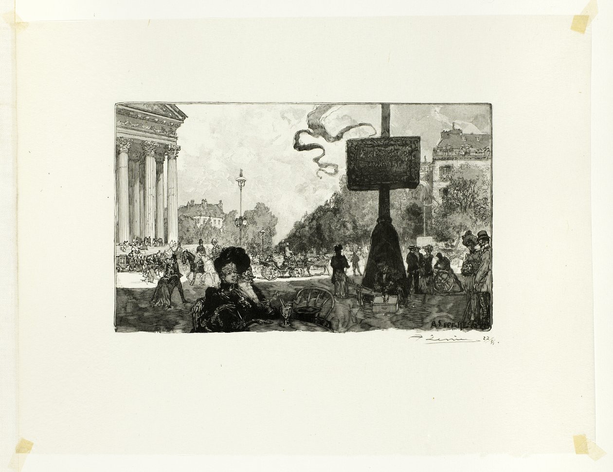 Roh Rue Royale, šestnáctá deska z knihy Le Long de la Seine et des Boulevards od Louis Auguste Lepère