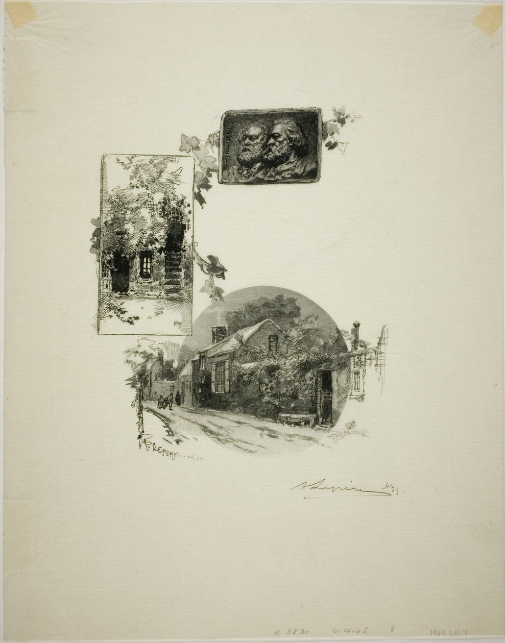Vstup do Rousseauova ateliéru a do domu Milletových od Louis Auguste Lepère