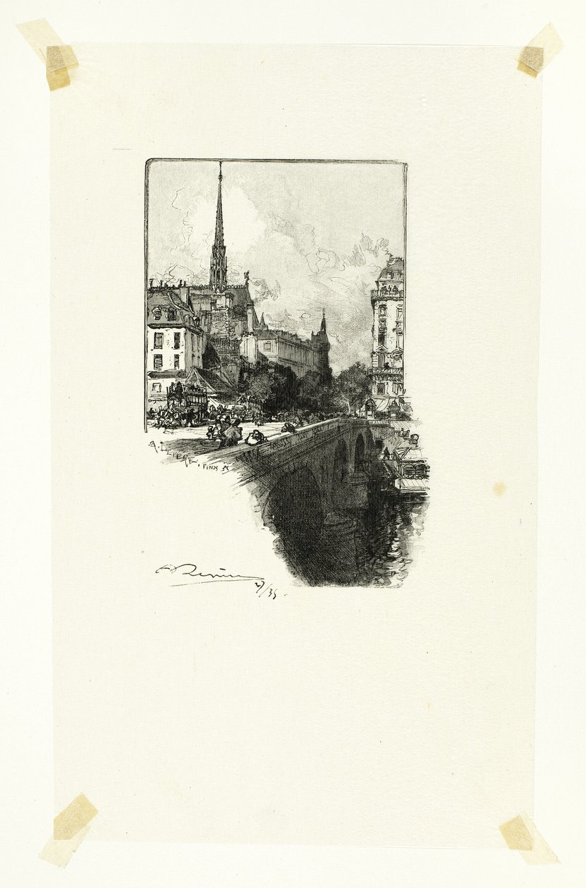 Pont Saint-Michel, dvanáctá deska z knihy Le Long de la Seine et des Boulevards od Louis Auguste Lepère