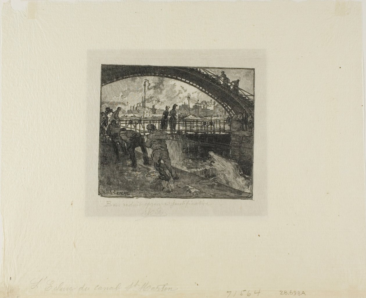 Zdymadlo kanálu Saint-Martin od Louis Auguste Lepère