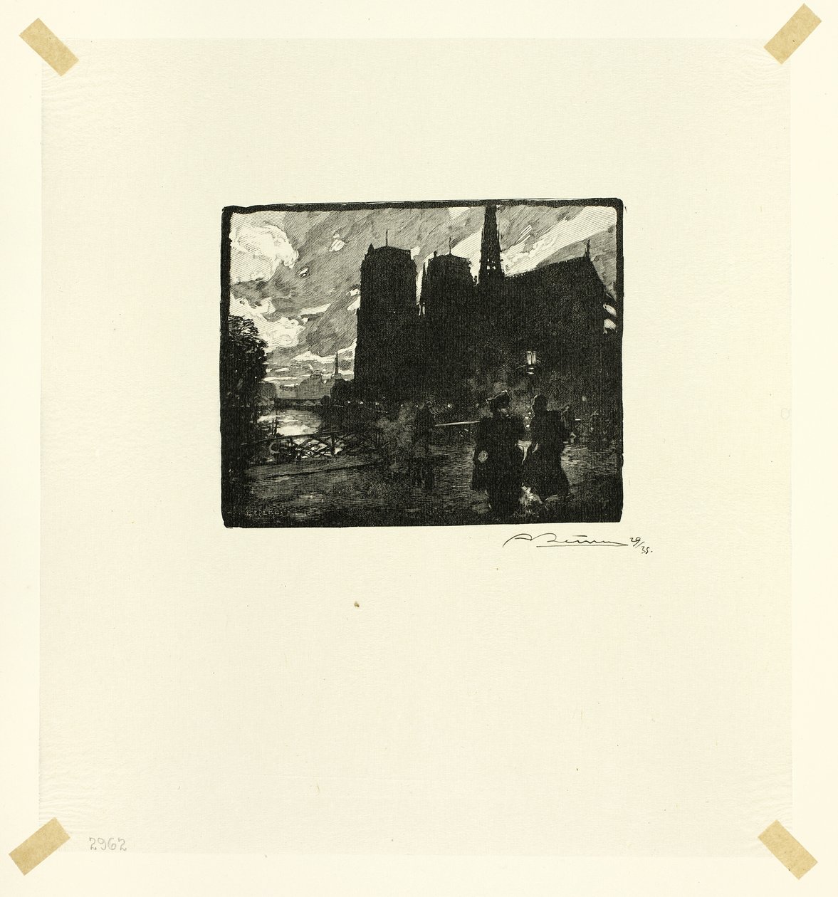 Notre-Dame, Večer, osmá deska z knihy Le Long de la Seine et des Boulevards od Louis Auguste Lepère
