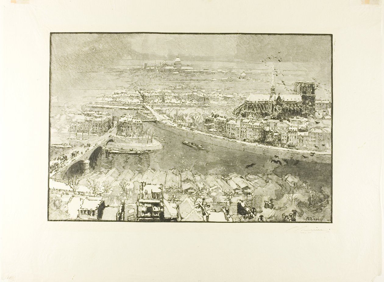 Zasněžená Paříž z věže Saint-Gervais od Louis Auguste Lepère