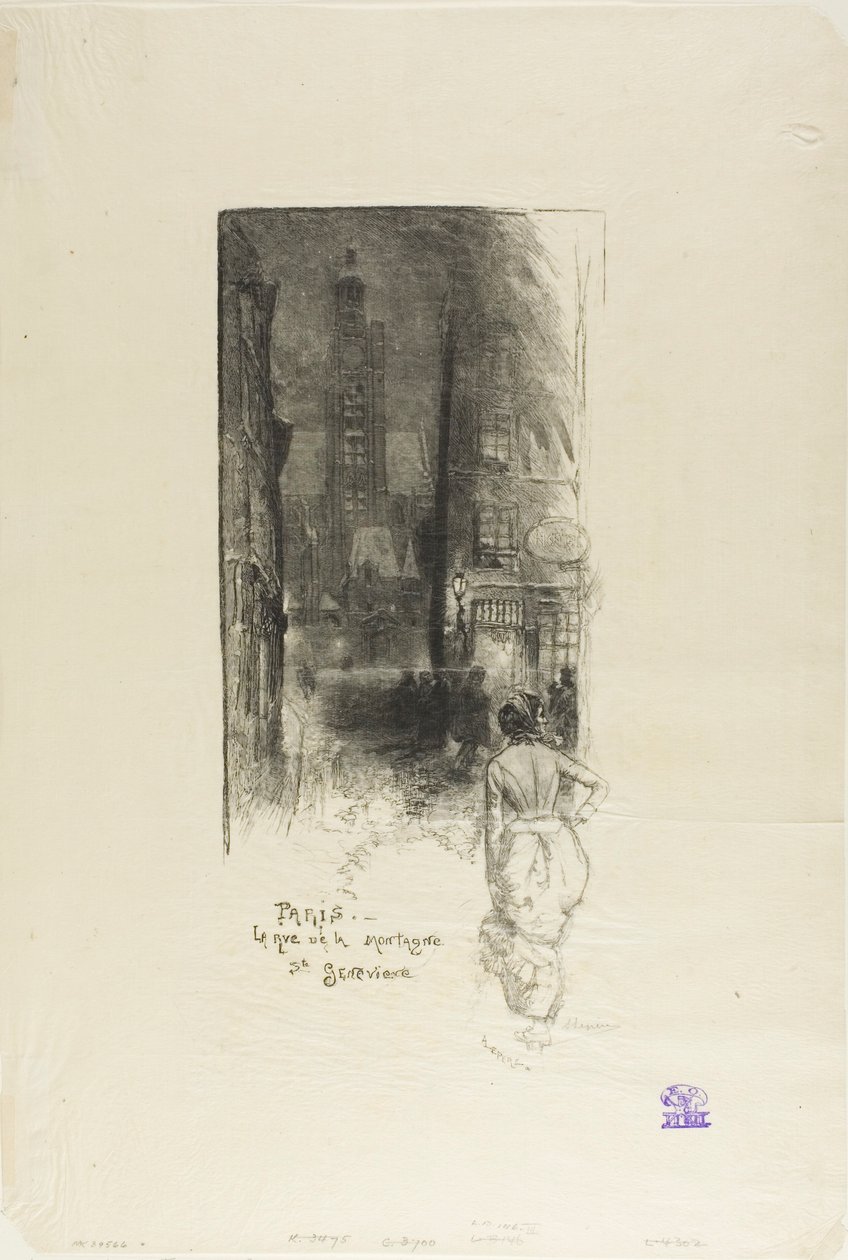 Paříž: Rue de la Montagne-Ste-Geneviève od Louis Auguste Lepère