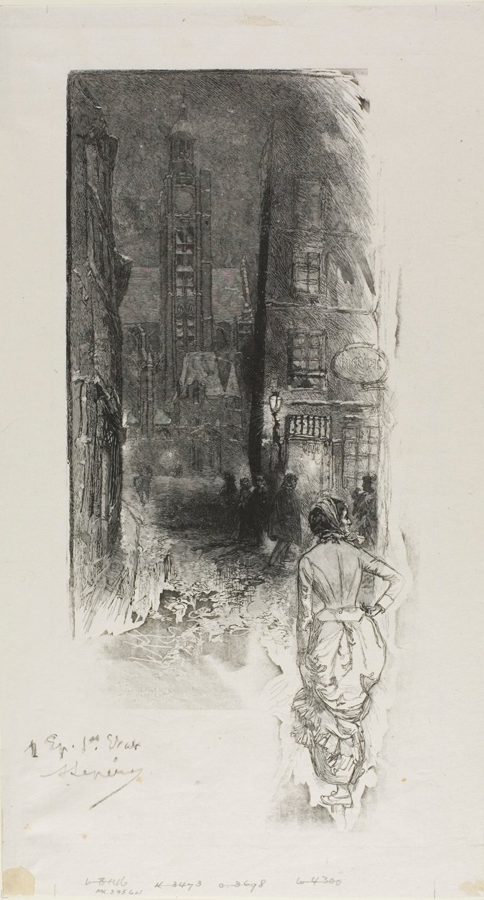 Paříž: Rue de la Montagne-Ste-Geneviève od Louis Auguste Lepère