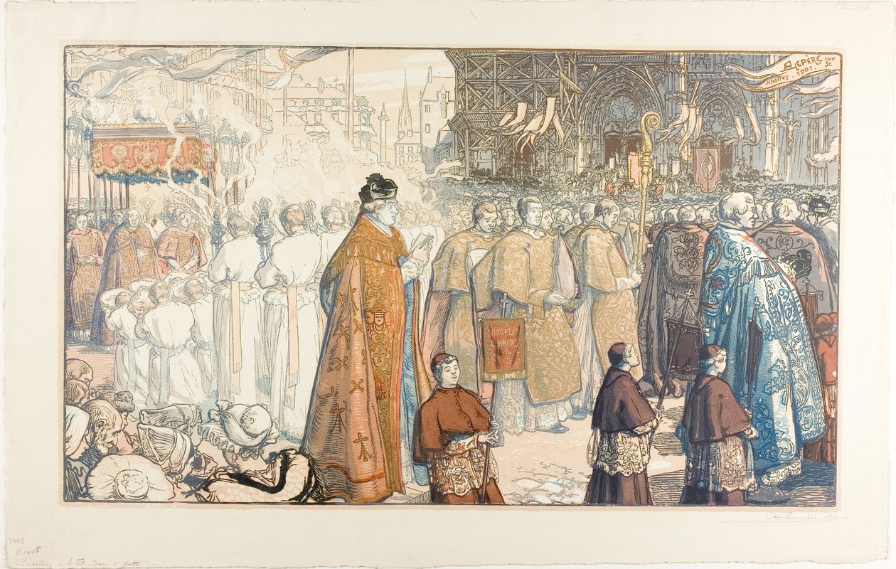 Procesí Božího těla, Nantes od Louis Auguste Lepère