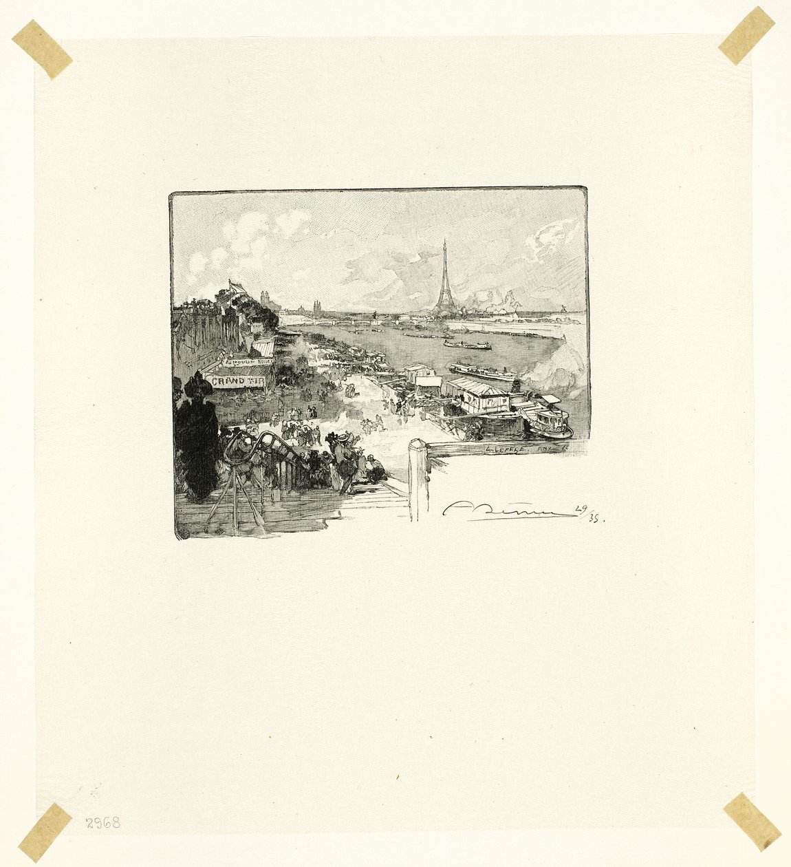 Svítání, čtrnáctá deska z knihy Le Long de la Seine et des Boulevards od Louis Auguste Lepère
