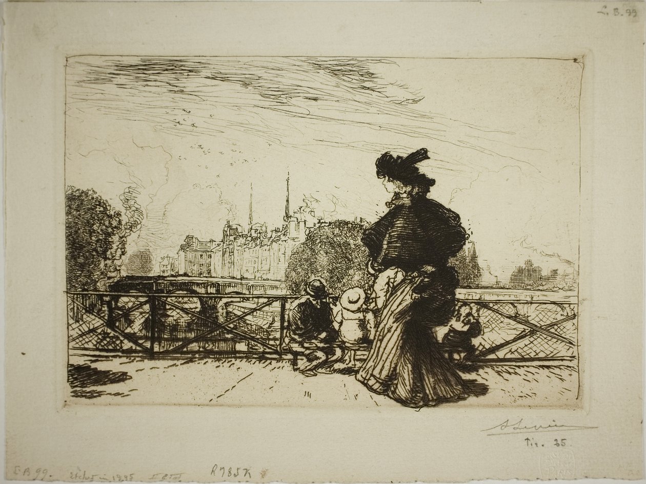 Île de la Cité při pohledu z Pont des Arts od Louis Auguste Lepère