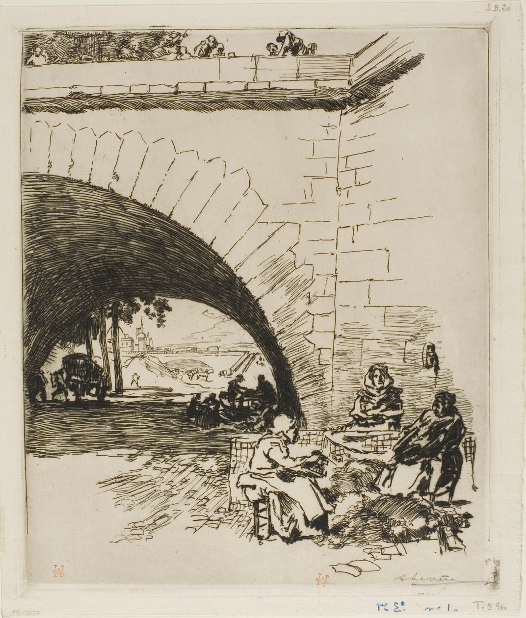 Vlnaři na mostě Pont Marie od Louis Auguste Lepère