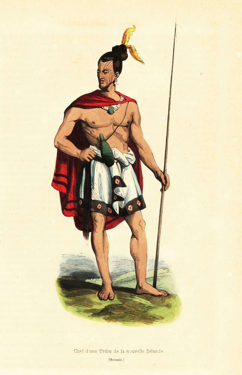 Maorský náčelník Houa-Houa (Uawa), Tolaga Bay, Severní ostrov, Nový Zéland od Louis Auguste de (after) Sainson