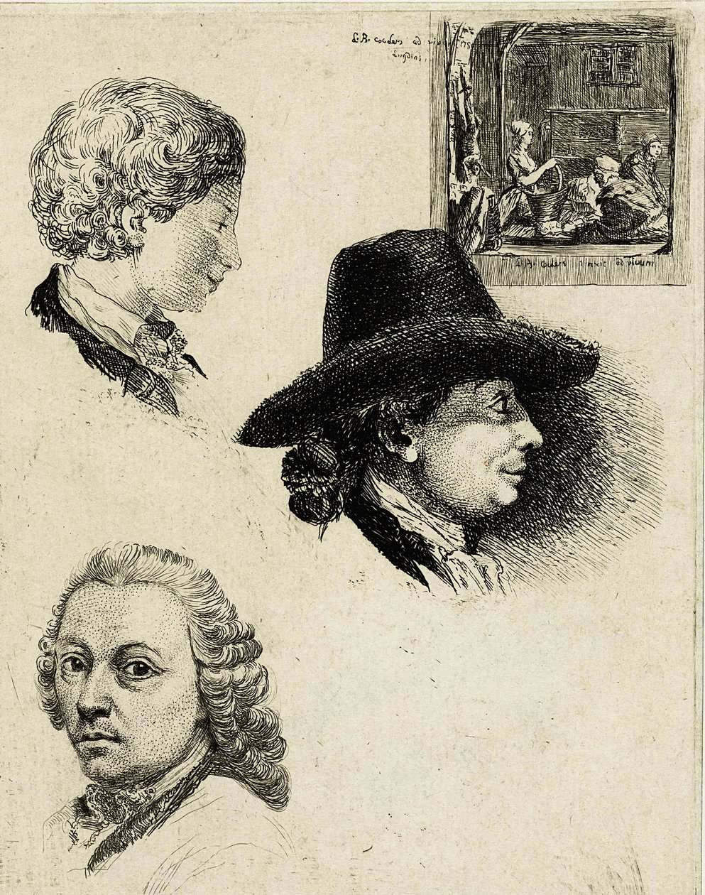 Coclers, L B, Studijní list s portréty Louise Bernarda Coclerse a jeho rodiny (Rijksmuseum) od Louis Bernard Coclers