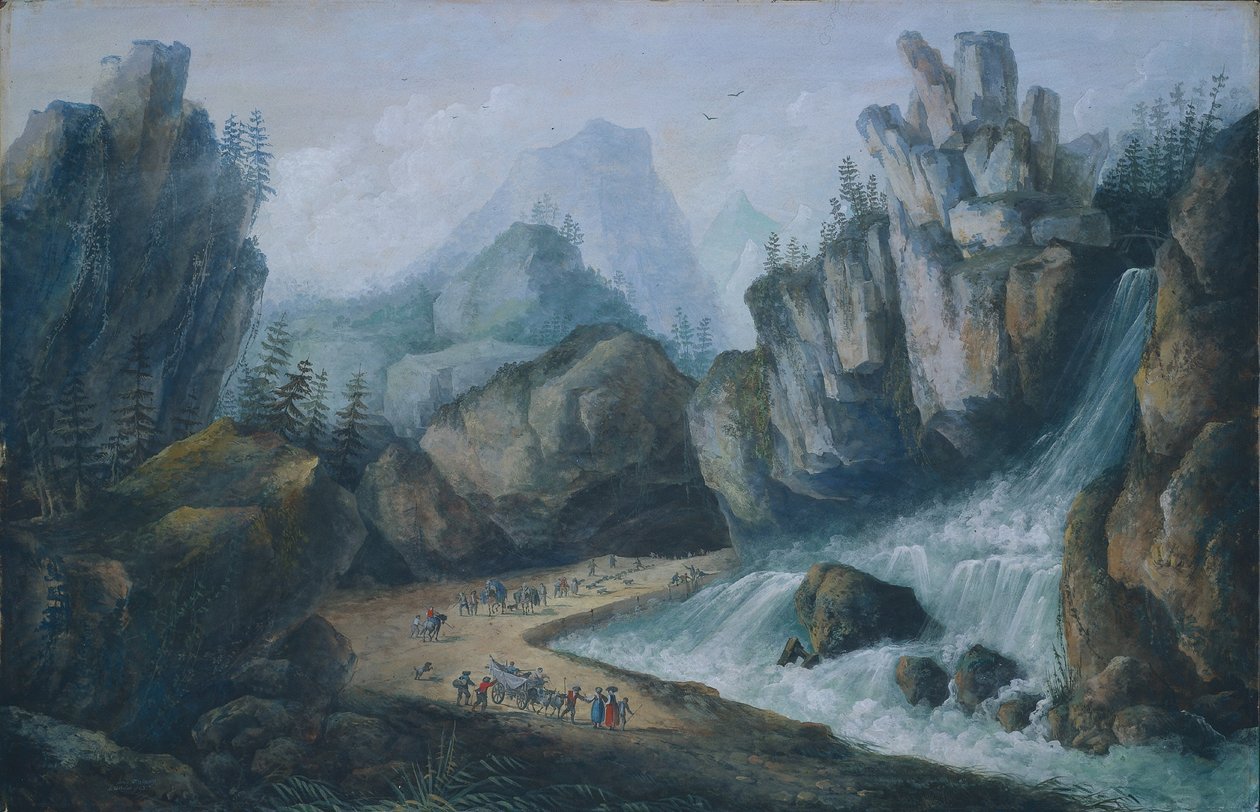 Torrent a vodopád v Alpách, 1792. od Louis Bélanger