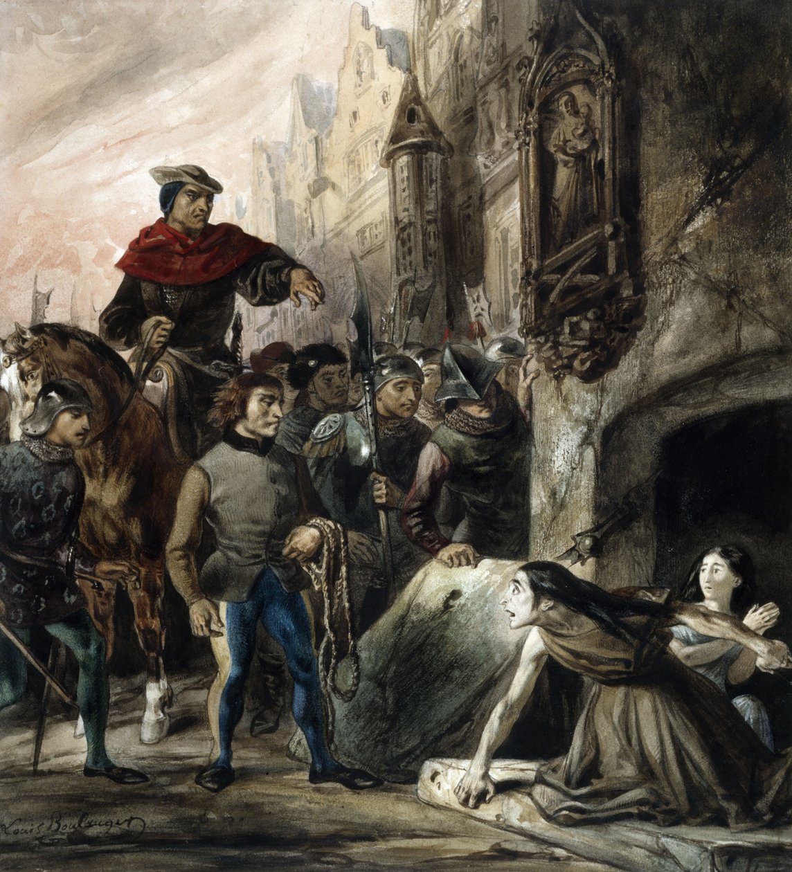 La Esmeralda bráněná La Sachette. od Louis Boulanger