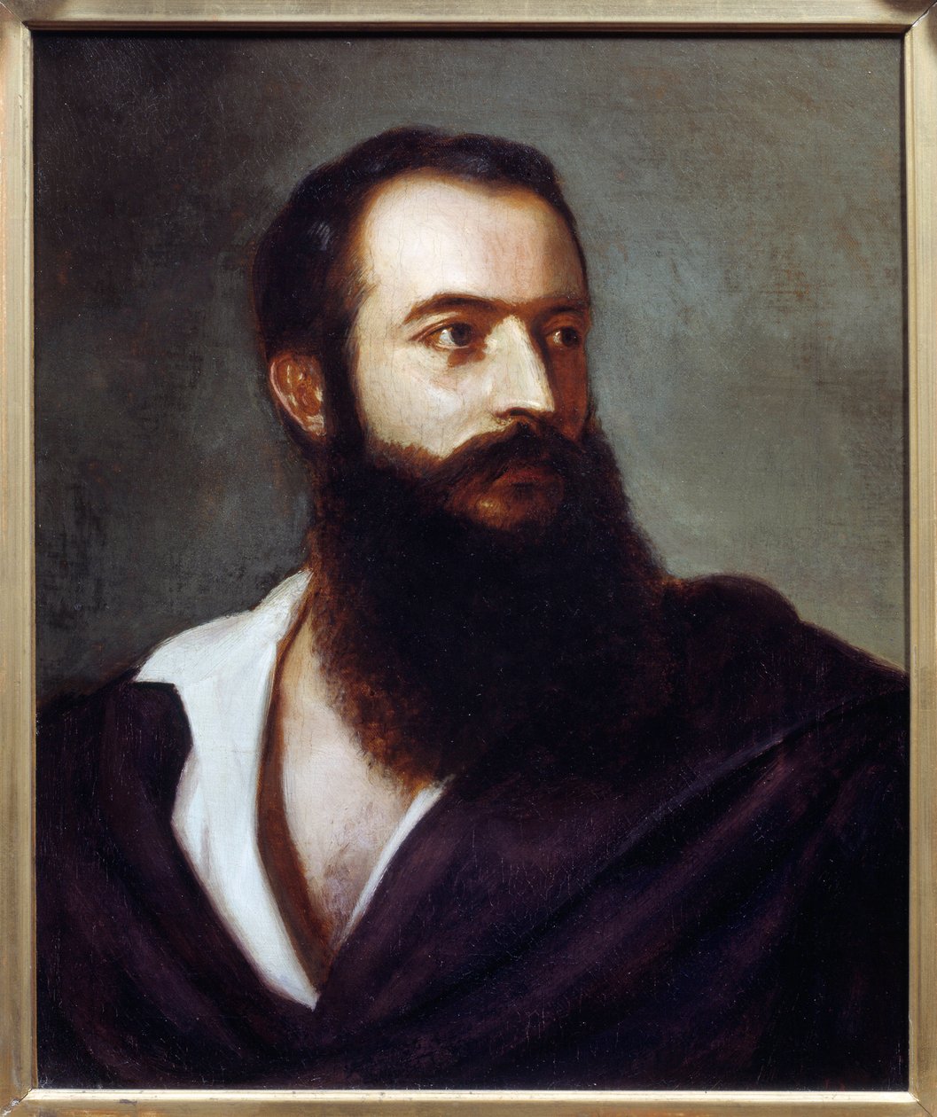 Portrét Felice Orsini (1819 - 1858) pachatele útoku 14. ledna 1858 na Napoleona III. Obraz Louis Bucheister (? -1881), Itálie. Olej na plátně. Rozměr: 0,47 x 0,38 m. Paříž, Musee Carnavalet od Louis Buchheister