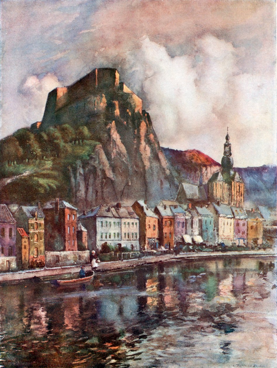 Pohled na Dinant (barevná litografie) od Louis Burleigh-Bruhl