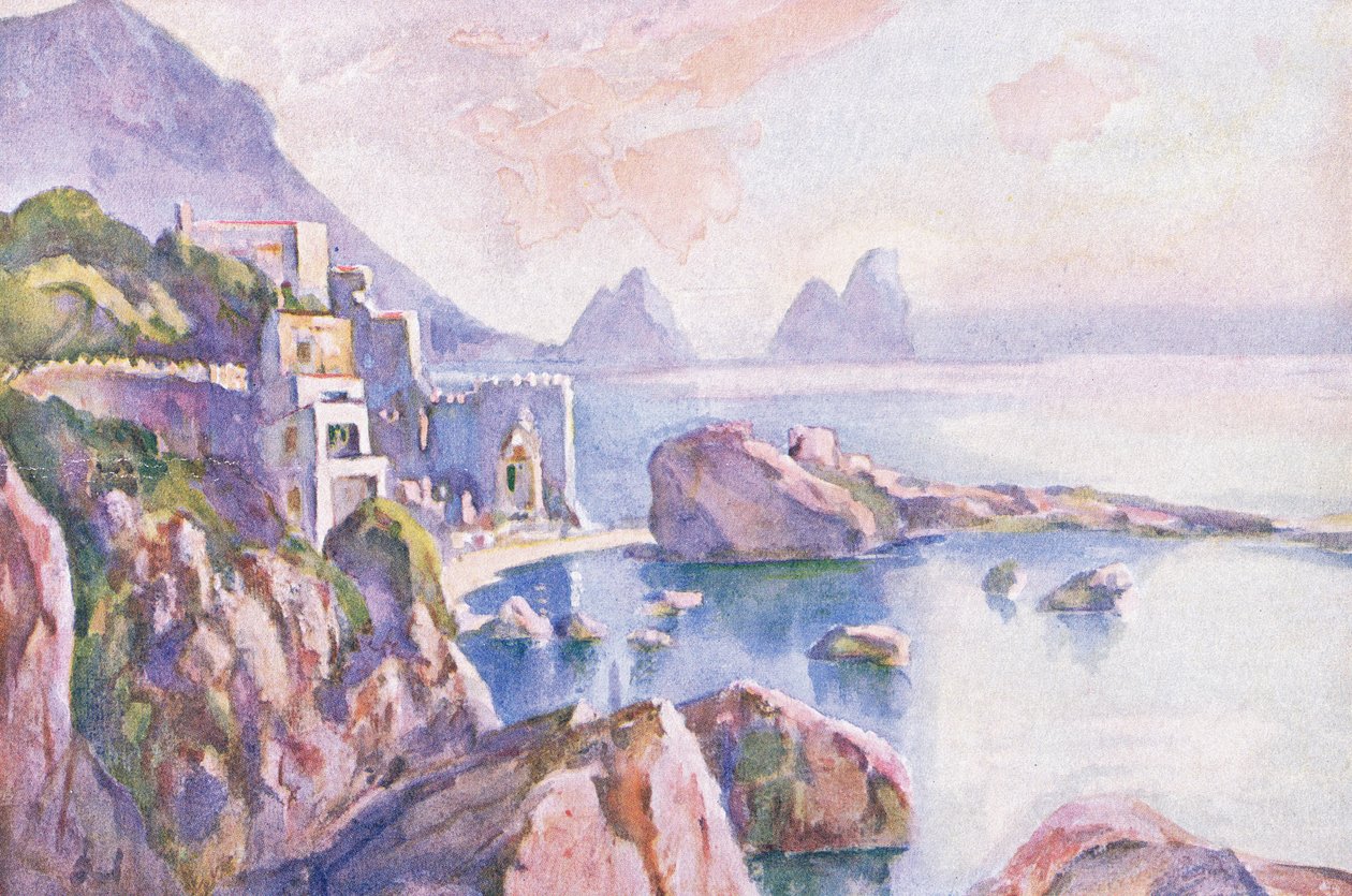 Ostrov Capri, z Hutchinsonovy malebné Evropy, vydané nakladatelstvím Hutchinson & Son, kolem roku 1930 od Louis Burleigh Bruhl