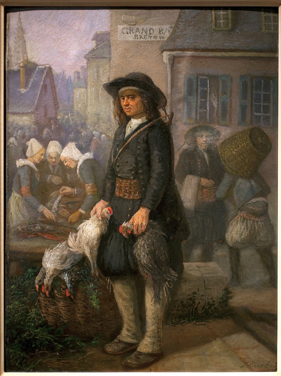 Pěší scéna v Bretani. Obraz Louis Caradec (1802-1888). Olej na plátně, kolem roku 1850. Bretonské muzeum v Quimperu. od Louis Caradec