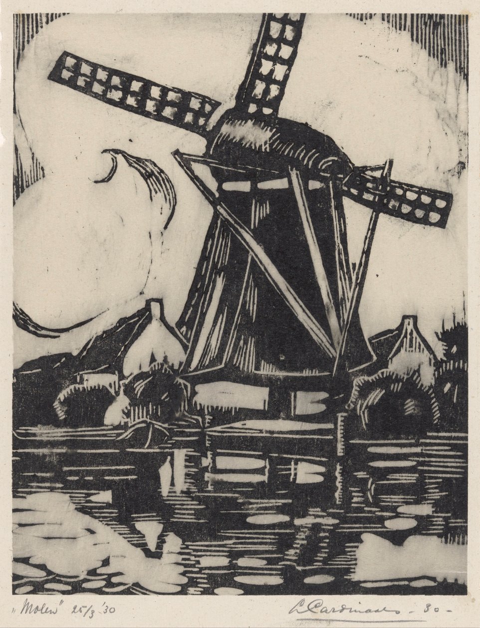 Molen (původní název na objektu) od Louis Cardinaals (signed by artist)
