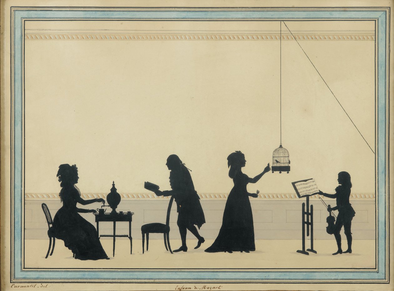 Rodina Mozart, c. 1763 od Louis Carrogis dit Carmontelle