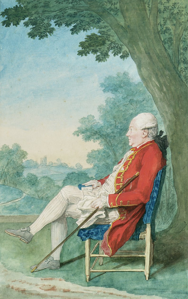 Pan O"Flanagan seděl z profilu vlevo v parku, 1771 od Louis Carrogis