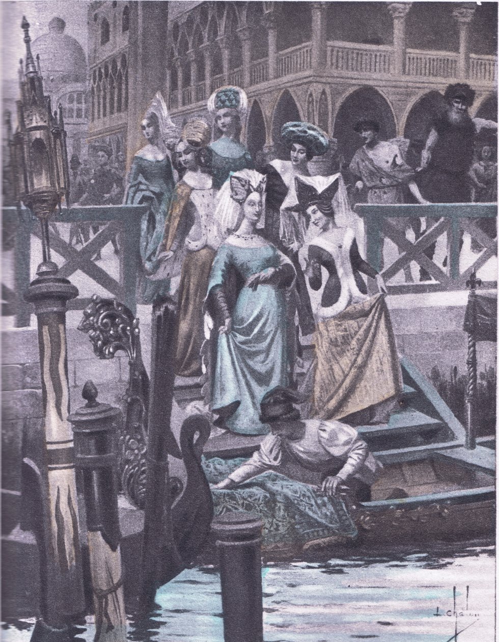 Zelené husy, ilustrace z Dekameronu z Boccaccia vydané Navarrskou společností 30. léta (litho) od Louis Chalon